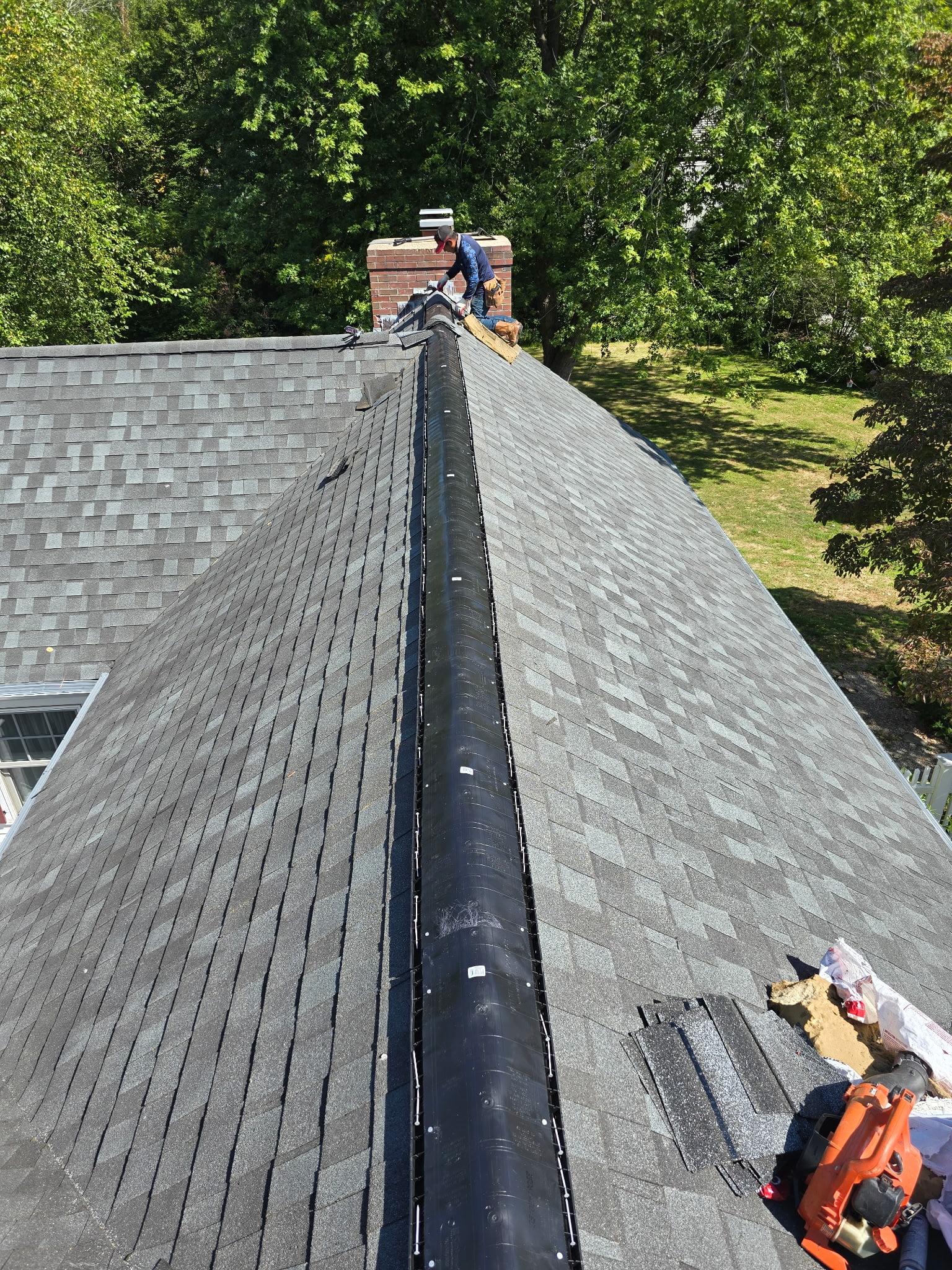 Deep River CT top view roof repair project
